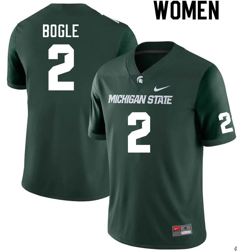 Women #2 Khris Bogle Michigan State Spartans College Football Jerseys Sale-Green
